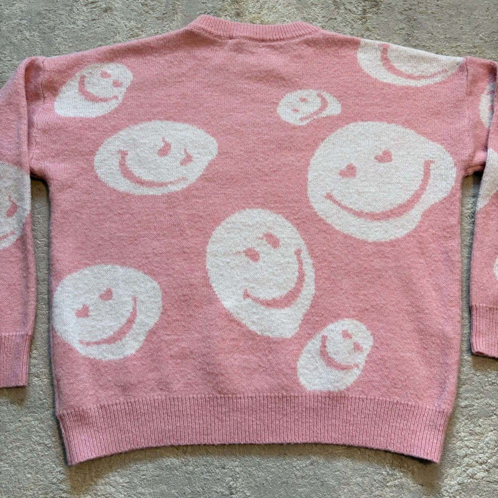 Forever 21 Pink & White Miles of Smiles Knit Pullover Sweater Size Small - Picture 11 of 13